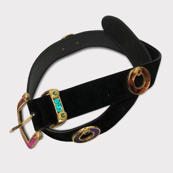 Compagnie Internationale EXPRESS Vintage Suede Belt With Gold and Sequins main image 5